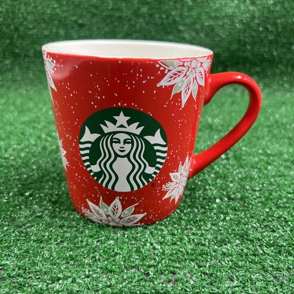 Starbucks 2020 Christmas Holiday‎ Coffee Mug Cup Red White Poinsettias 18 oz